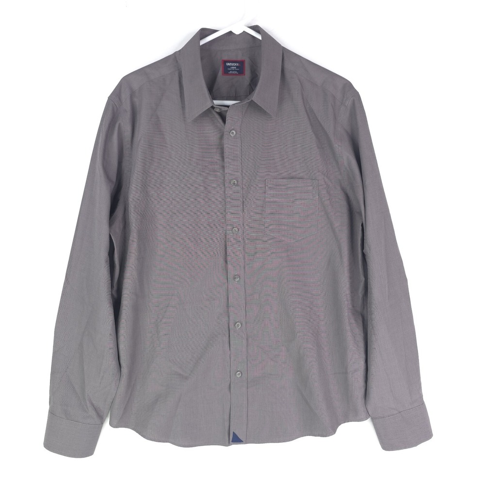 Untuckit‎ Mens Large Slim Fit Sanglovese WF Gray 100% Cotton Button Down Shirt